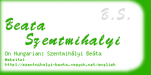 beata szentmihalyi business card
