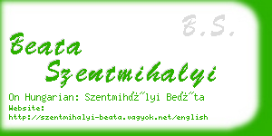beata szentmihalyi business card